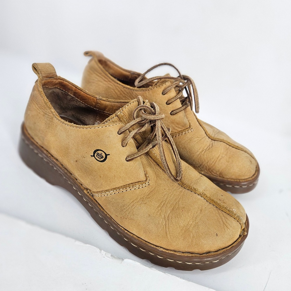 Born Tan Nubuck Leather Lace Oxfords Shoes Womens 7 EU 38โ B2416 F2 Handcrafted